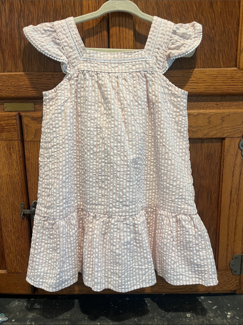 The White Company Pale Pink Seersucker Ruffle Sundress